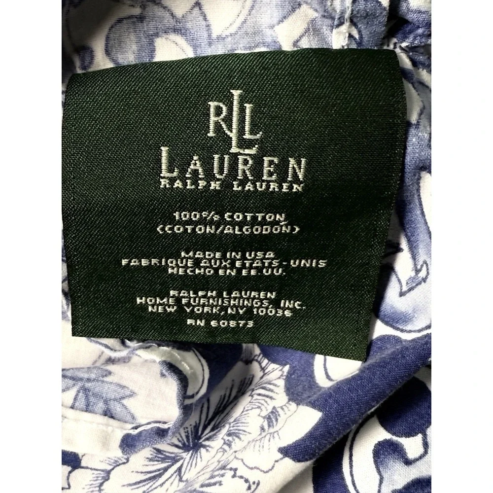 Ralph Lauren Tamarind‎ Sham Ruffle KING SET Blue White Porcelain Chinoiserie